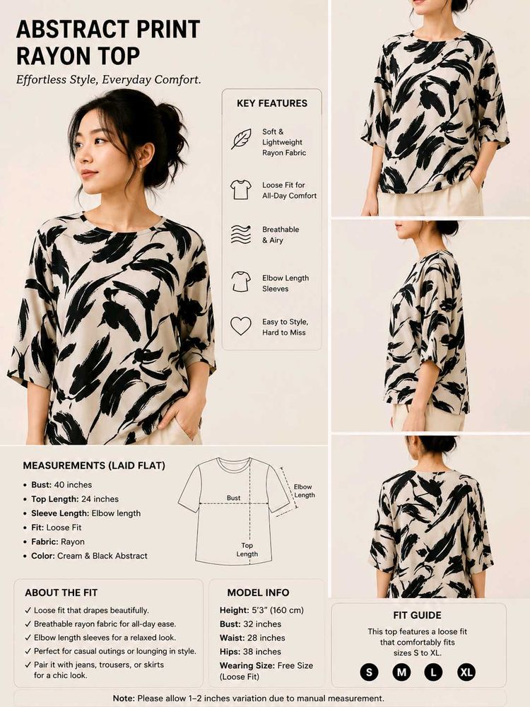 Abstract Print Rayon Top