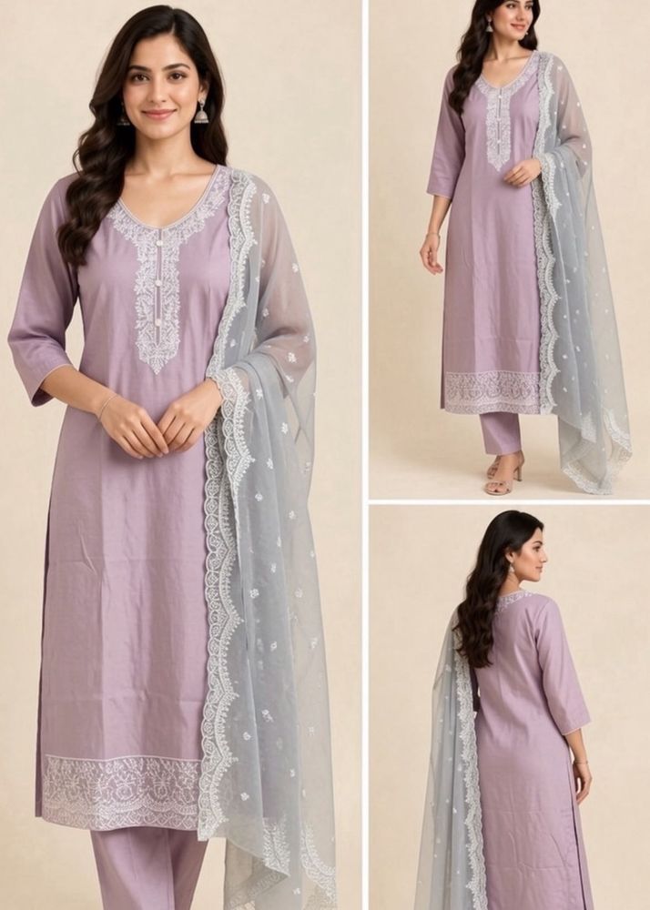 Lavender 3Pc Embroidered Suit Set