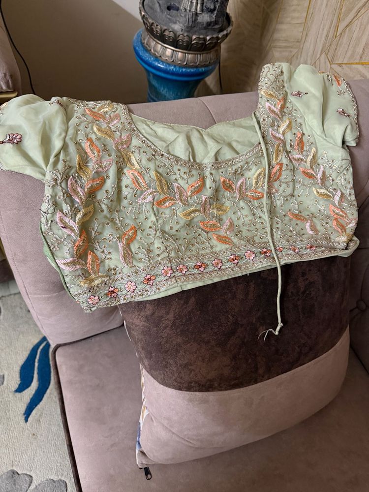 Embroidered Silk Blouse with Lahnga suits in festi