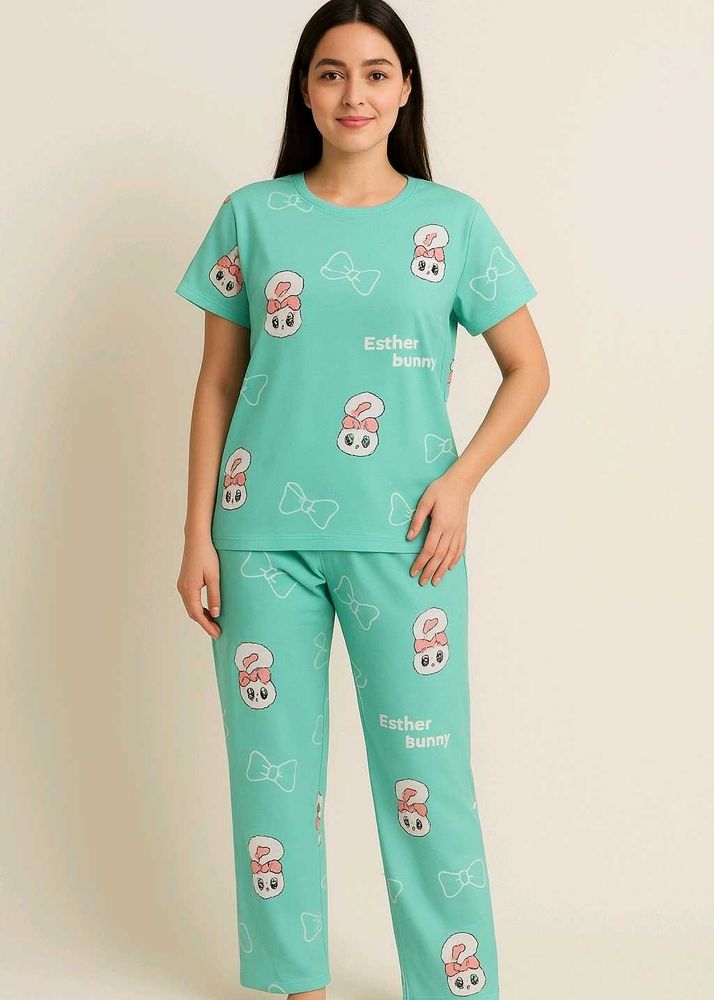 Cute Bunny Print Pajama Set