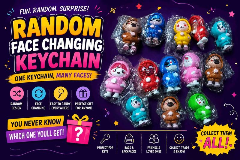 Cute face changing keychain