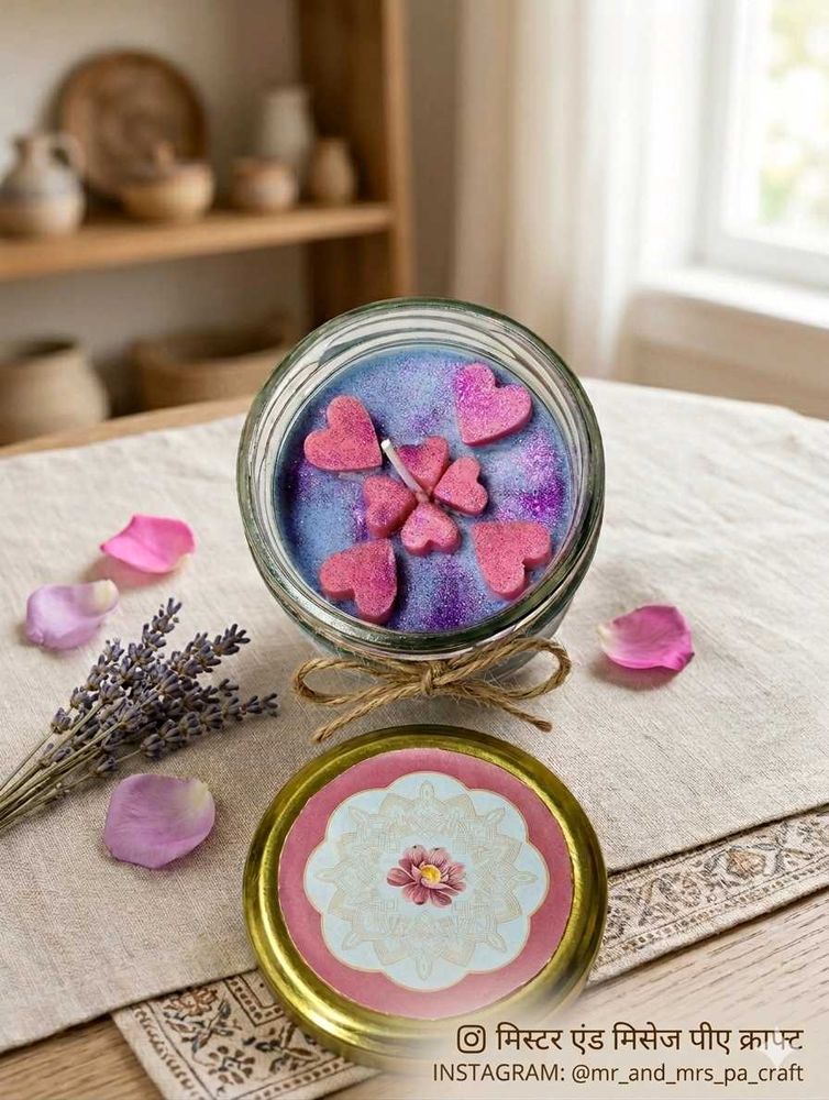 Handmade Heart Scented Jar Candle jasmine  fregenc