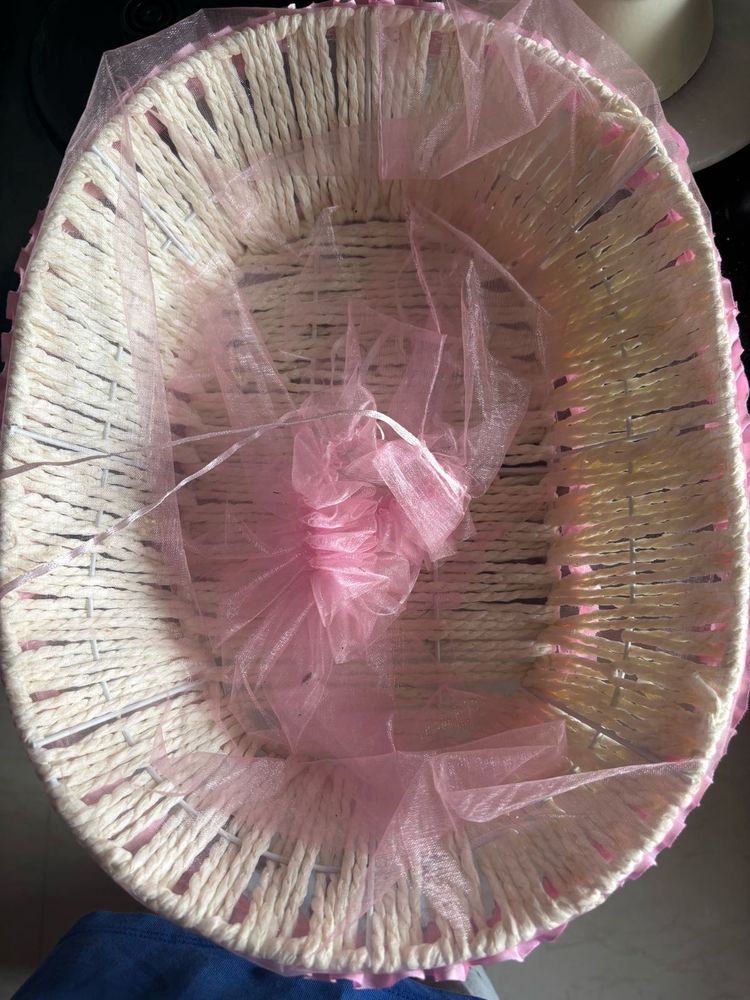Baby Pink  packing basket with net