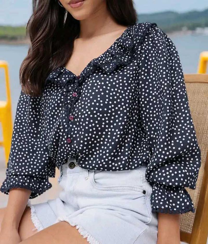 Polka Dot Ruffle Blouse