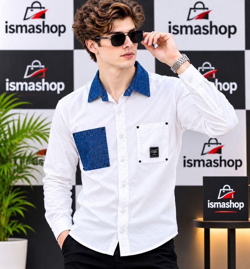 Men's White Denim Pocket Shirt