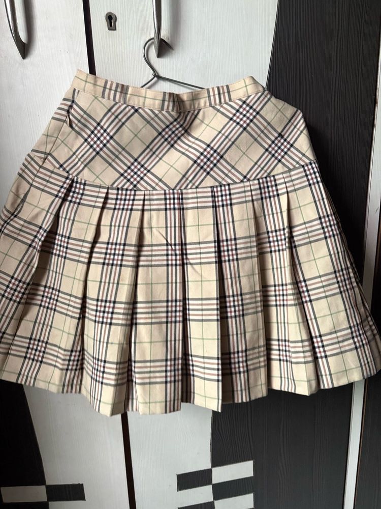 Plaid Pleated Mini Skirt
