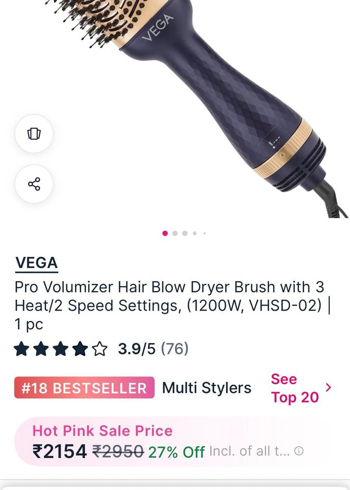 VEGA Pro Volumizer Hair Dryer Brush