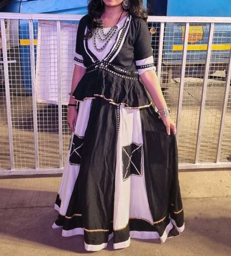 Elegant Black &amp; White ghagra choli