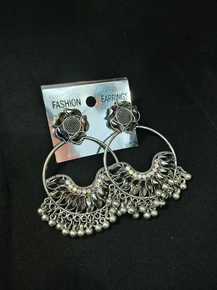 Boho Oxidized Jhumka Earrings