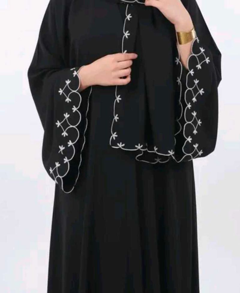 Embroidered Black Abaya with hijab