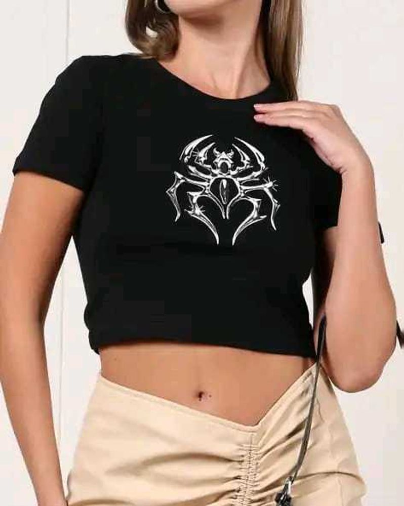 Shein Short Sleeves Graphic Chest Print Crew Tshir