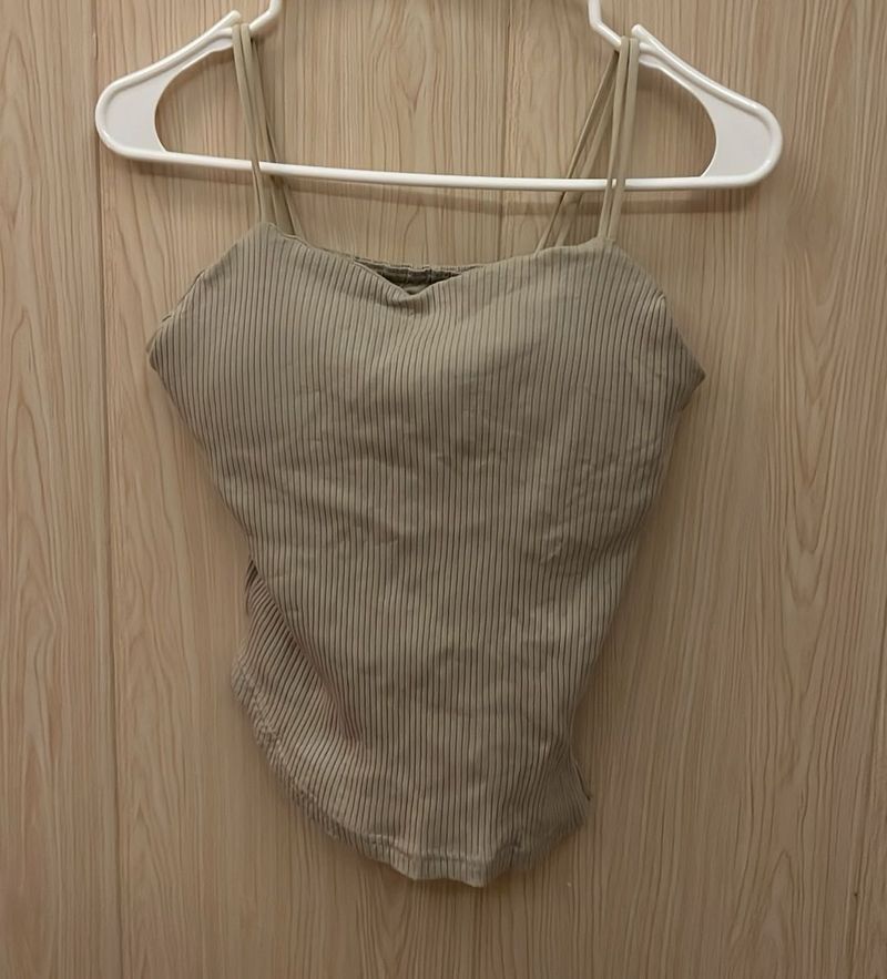 Ribbed Spaghetti Strap Padded Top