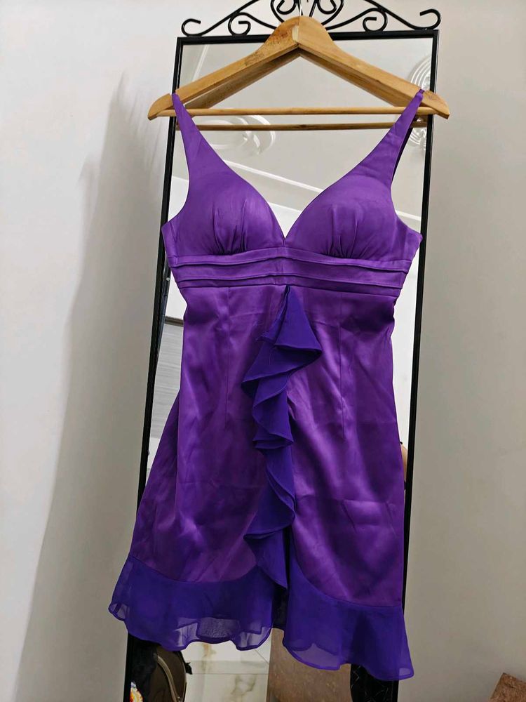 Elegant Purple Ruffle Dress