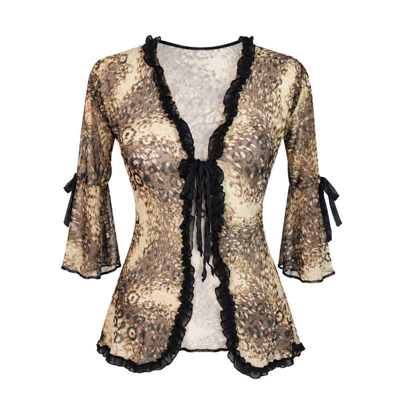 Sheer Bell Sleeve Tie Front Night dress