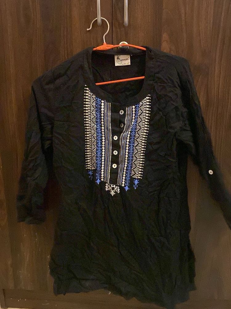 Embroidered Black Tunic kurta