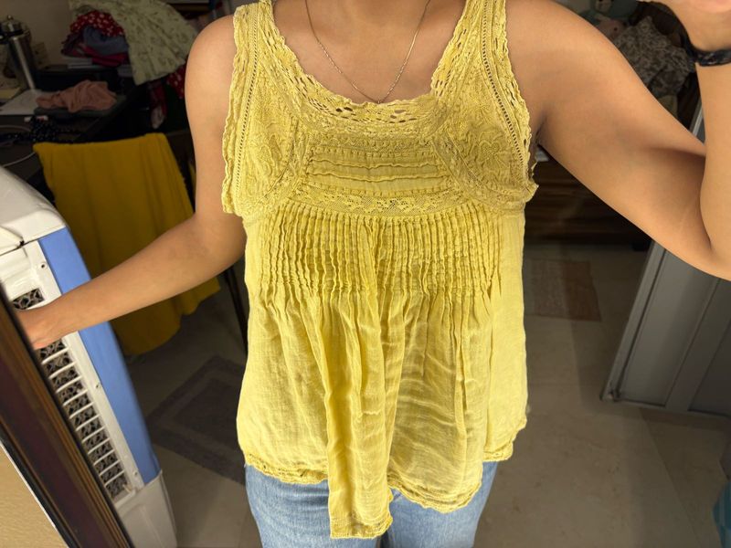 Yellow Crochet Tank Top