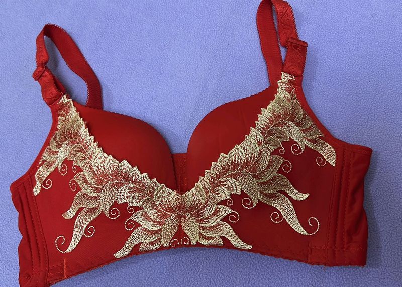 Red Bra with Embroidery