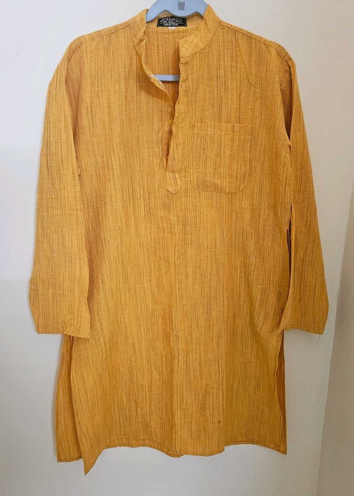 Men's Yellow Cotton Kurta