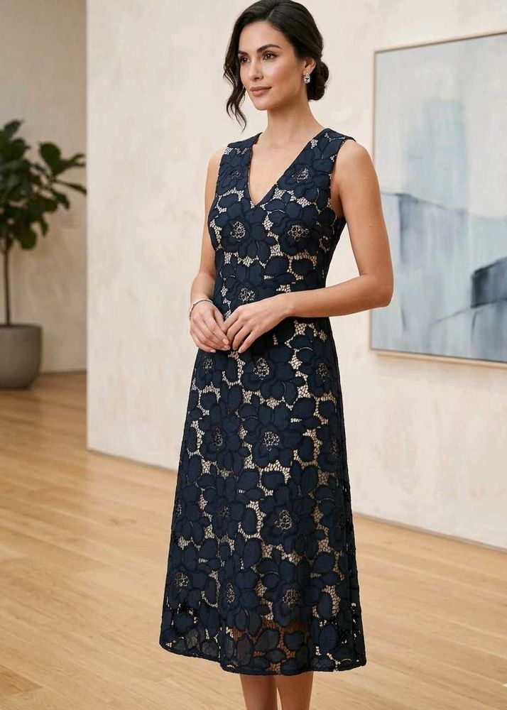 Elegant Black Lace Midi Dress