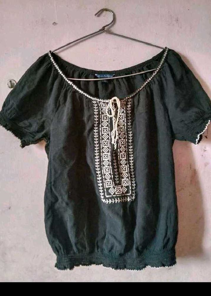 Embroidered Peasant Top