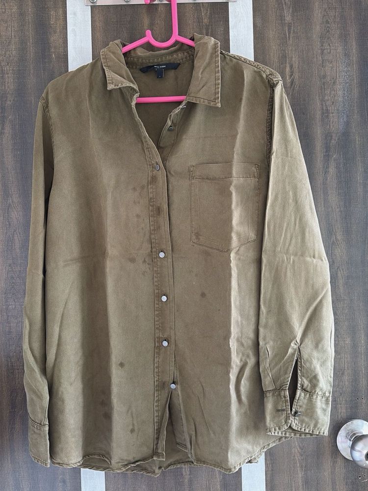 Olive Green Button-Up Shirt