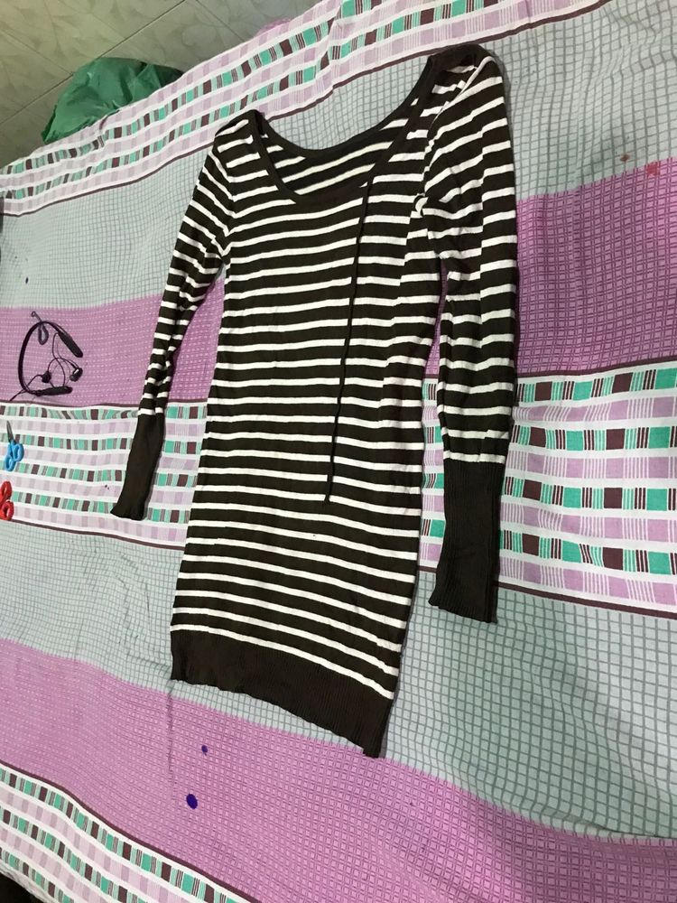 Striped Long Sleeve Sweater Dress