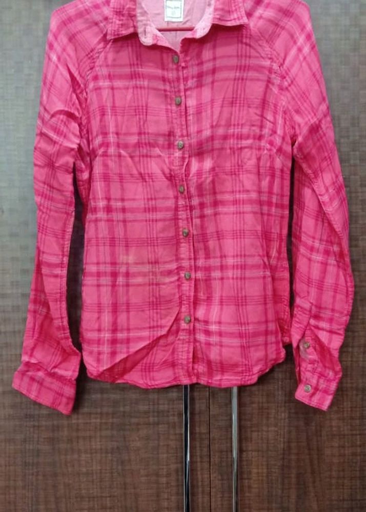 Beautiful Pink Check Shirt For Girls