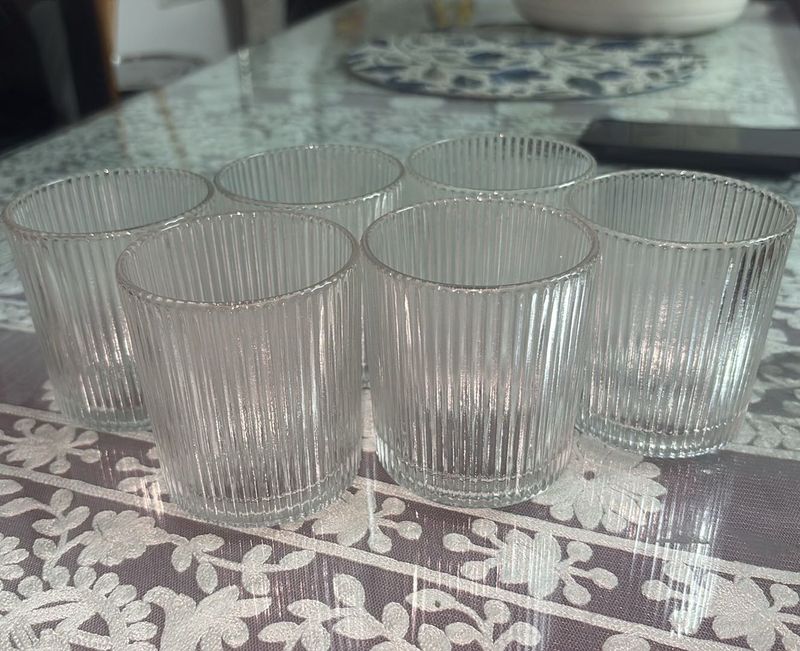 Set of 6 Ribbed Glass Tumblers