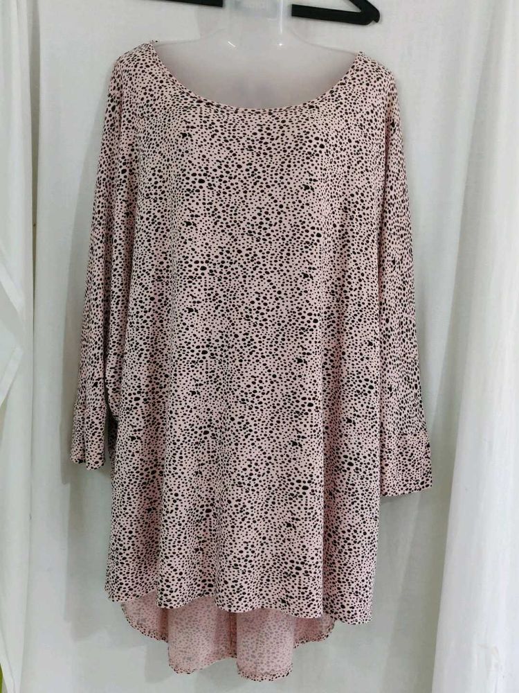 Pink Dalmatian Print Tunic Top