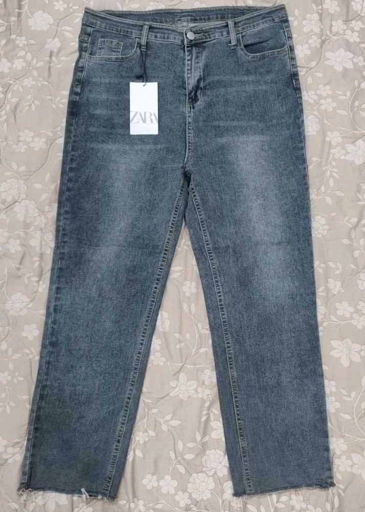 Grey Wide Leg Jeans