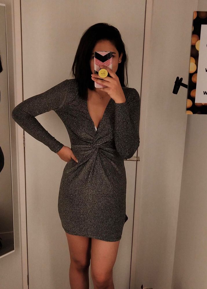 Sparkly V-Neck Mini Dress