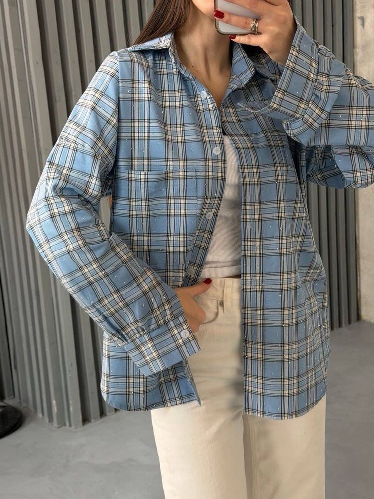 GAP Blue Plaid Sparkle Shirt