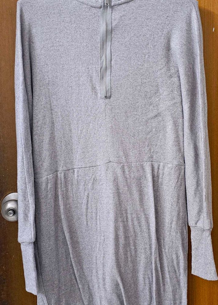 Imported Gray Quarter-Zip Dress By Next