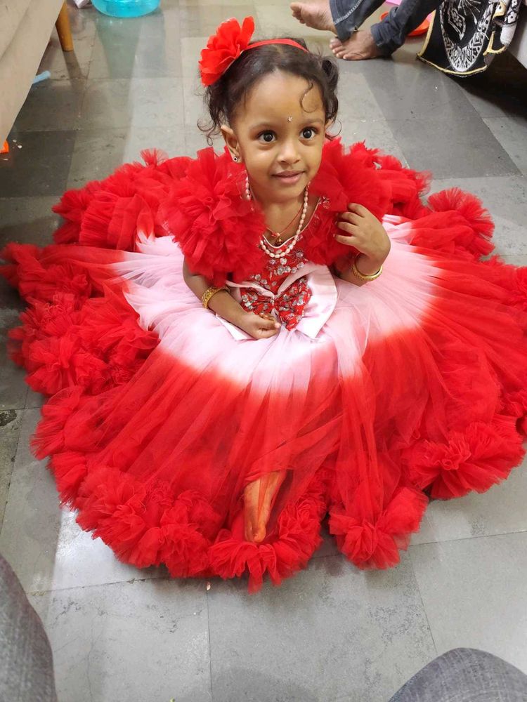 Party wear Red Ruffle Dress