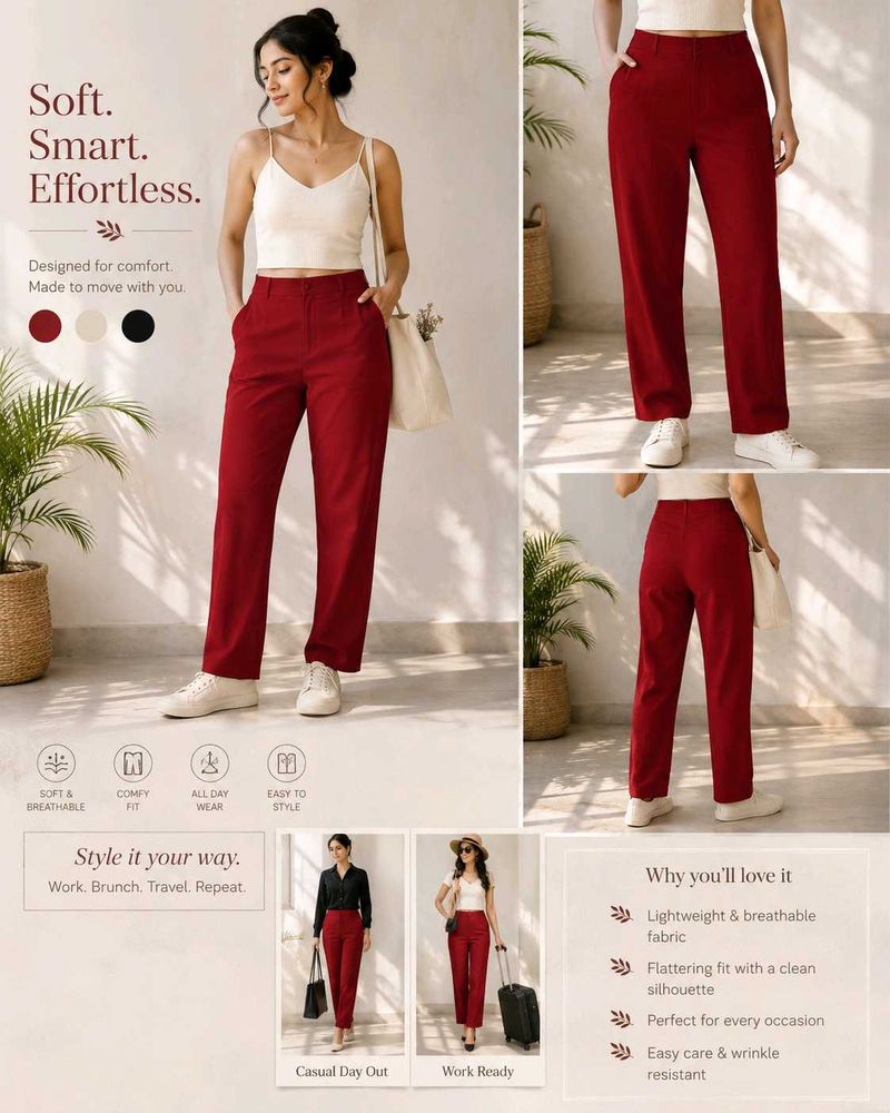 Comfortable &amp; Stylish Red Trousers