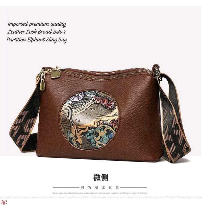Embossed Elephant Sling Bag