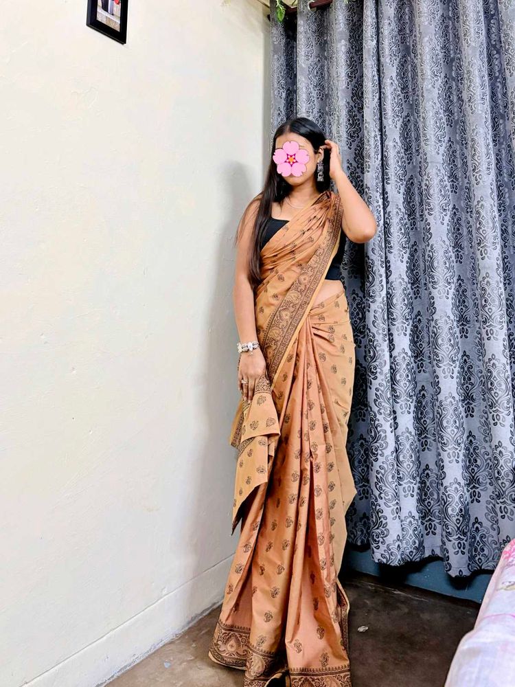 Elegant Brown Printed Saree
