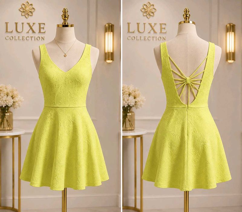 V-Neck Textured Fit &amp; Flare Dress