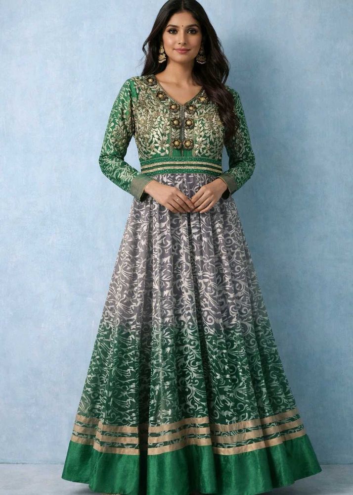 Beautiful Green Ombre Ethnic Gown
