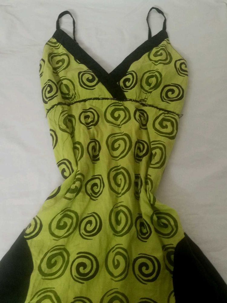 Green Swirl Print Sundress