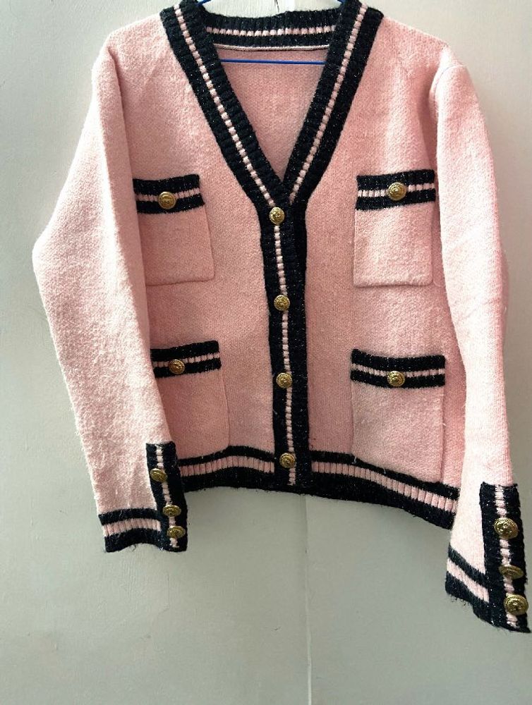 Korean-Style Light Pink Knit Cardigan