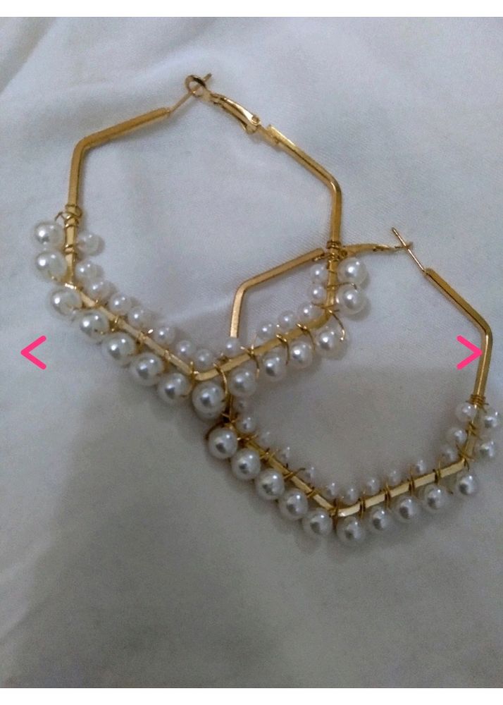 Pulse Golden Fancy Hexagonal Earrings