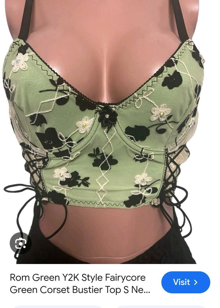 Green Fairycore Corset Bustier Top