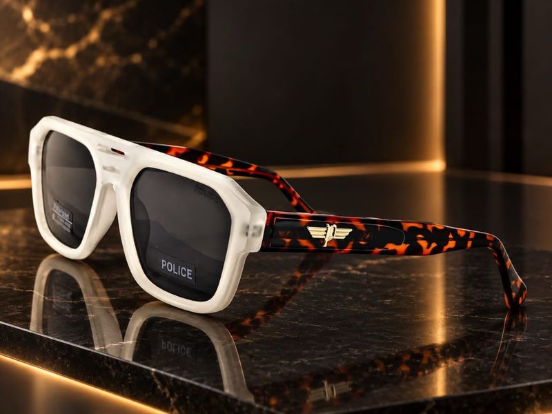 Police Sunglasses - White &amp; Tortoise Shell