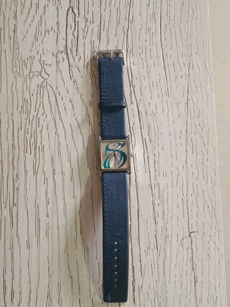 Vintage Blue Leather Strap Watch