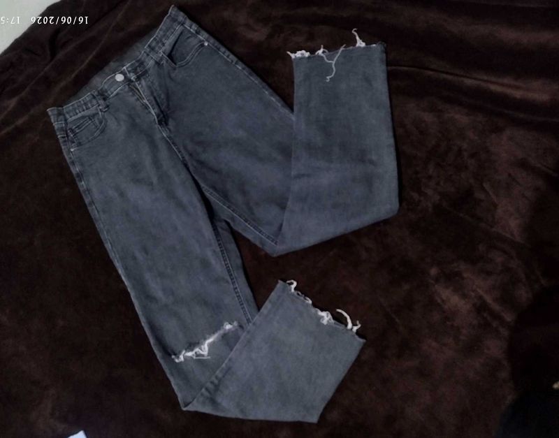 Distressed Black Denim Jeans