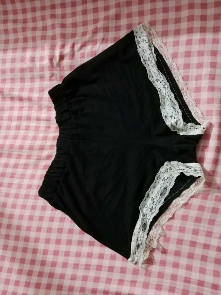 sexy black shorts with white lace