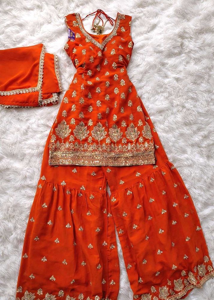 Rust orange sharara set