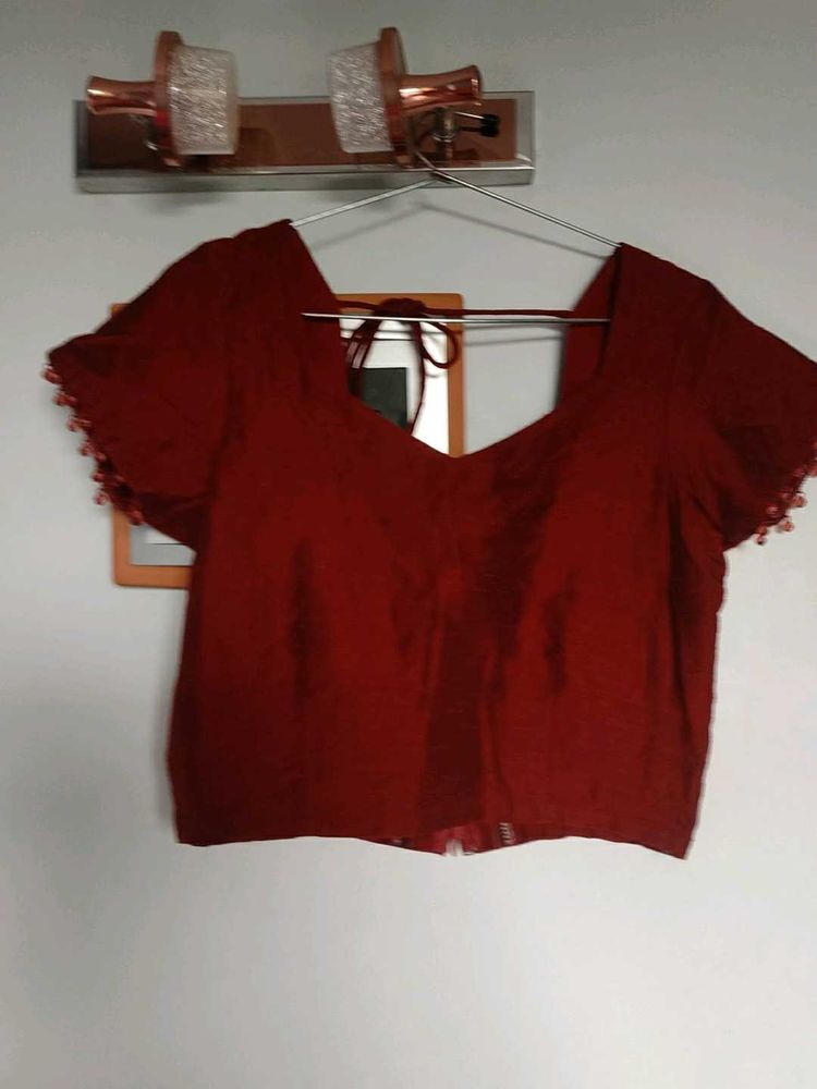 mahroon silk blouse