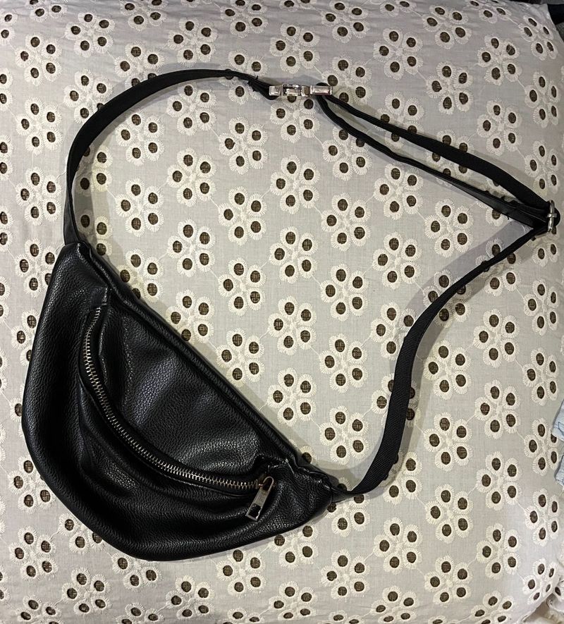 Black Faux Leather Waist Bag
